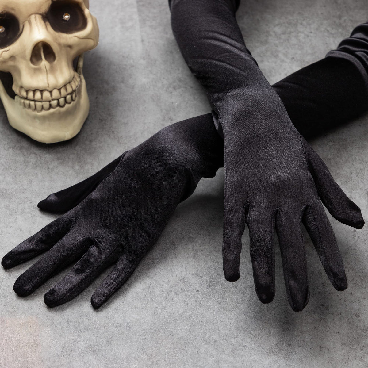 Guantes de ópera largos de satén para fiesta de Spooktacular Creations, negros, 53 cm, talla única