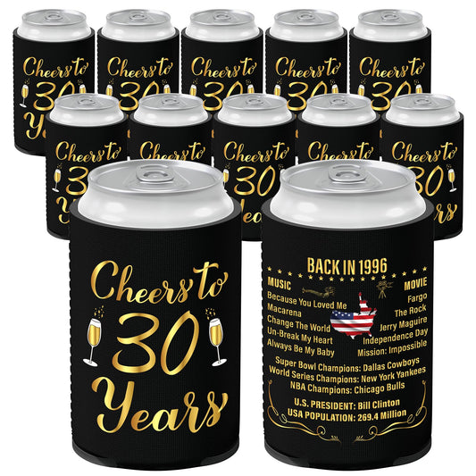 Xumbtvs 30th Birthday Decorations Vintage 1996 12 Pcs Neoprene Can Coolers