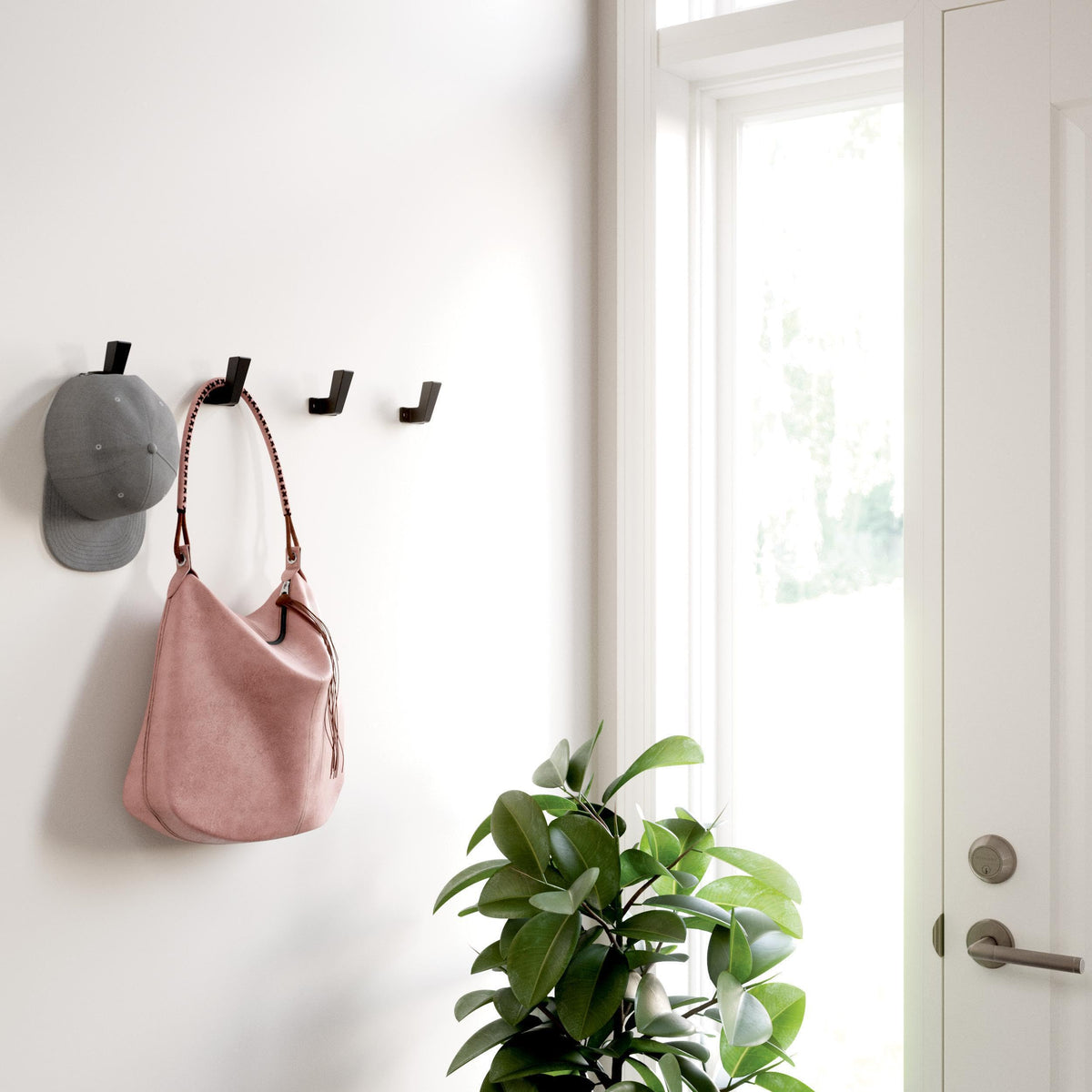 Paquete de 5 ganchos de pared geométricos individuales Franklin Brass, negro mate