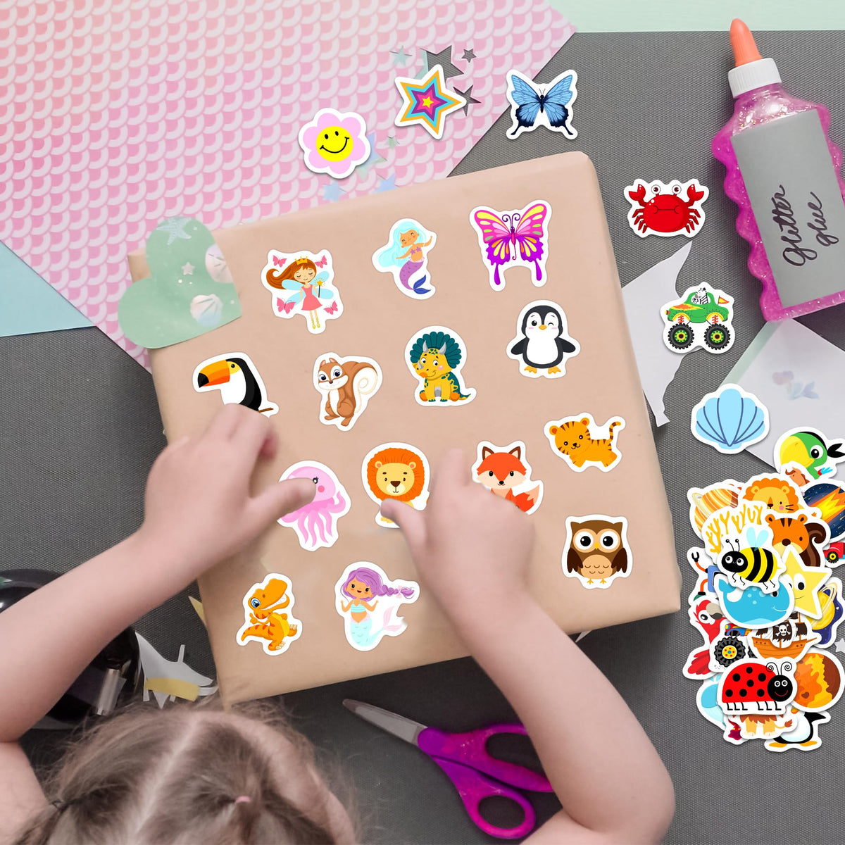 Bolcguri Cartoon Water Bottle Stickers 100 pcs Waterproof Vinyl Decals Colorful
