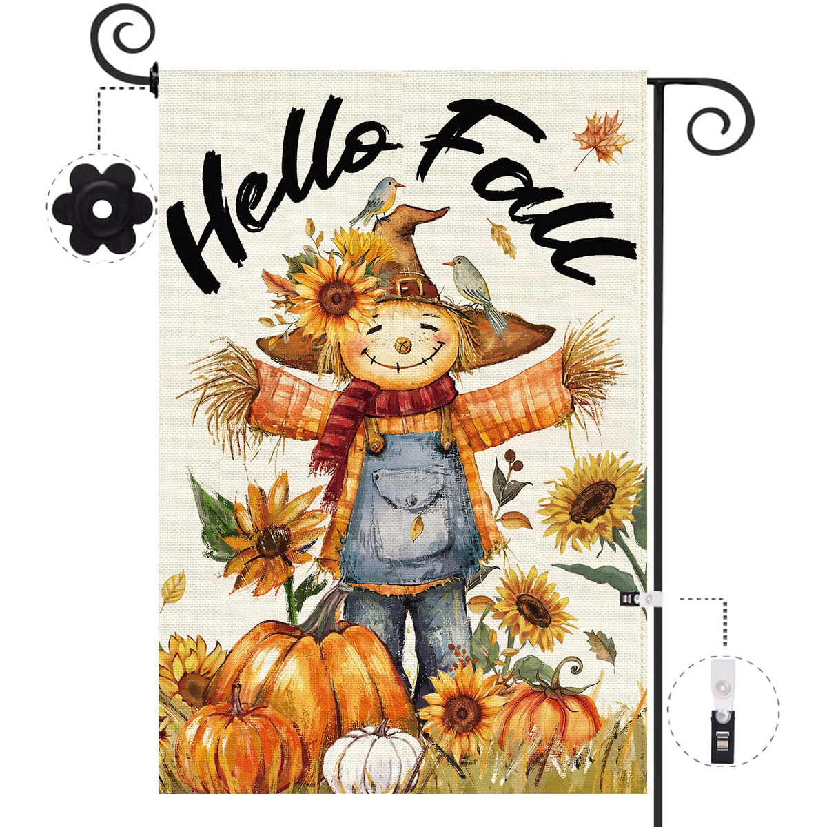 Bandera de jardín Baccessor de arpillera para otoño y Acción de Gracias con diseño de espantapájaros, 12.5x18 pulgadas