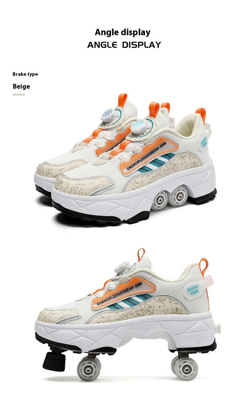 Children's Skates Four-wheel Invisible Deformation