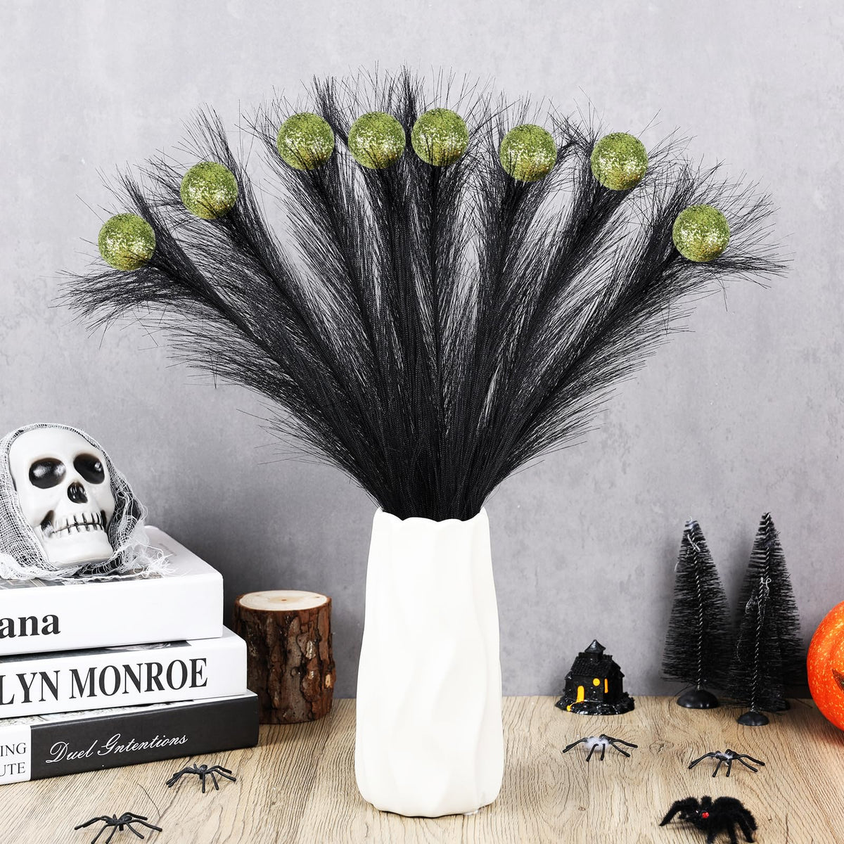 EYNDYN 15 piezas, adorno para árbol de Navidad de plumas negras de 17'', color verde