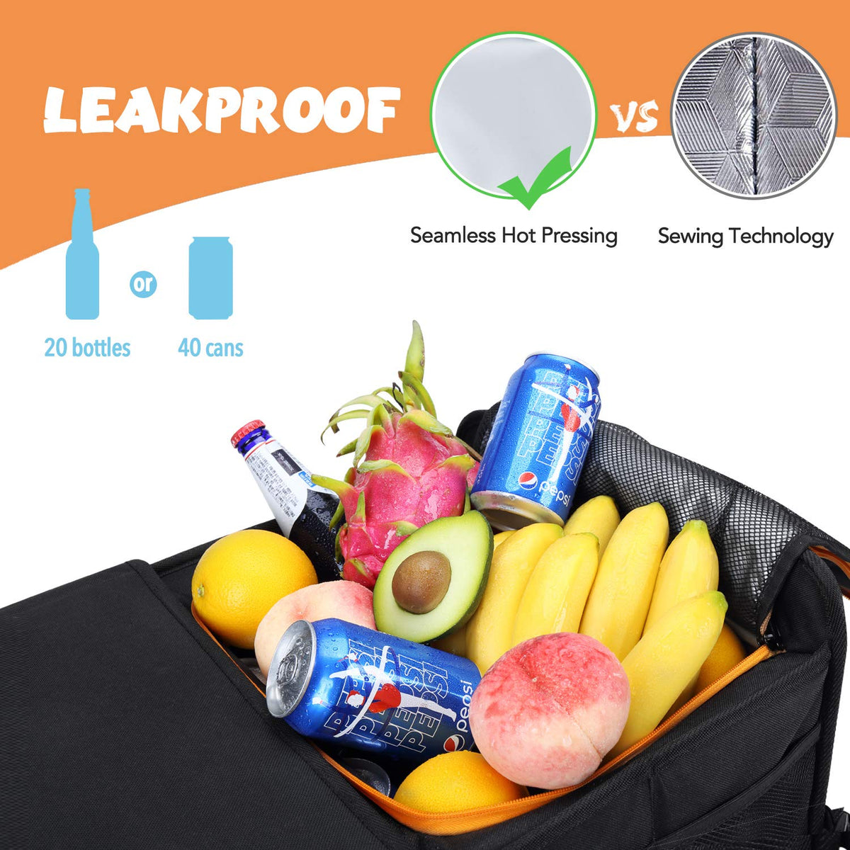 Large Trunk Organizer with Leakproof Cooler Bag and Tie-Down Straps