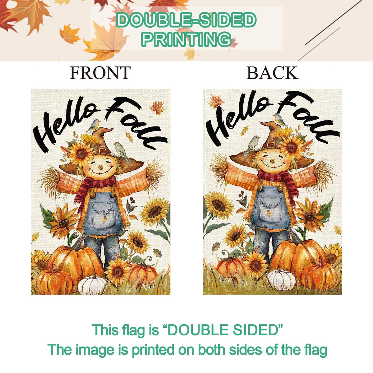 Bandera de jardín Baccessor de arpillera para otoño y Acción de Gracias con diseño de espantapájaros, 12.5x18 pulgadas