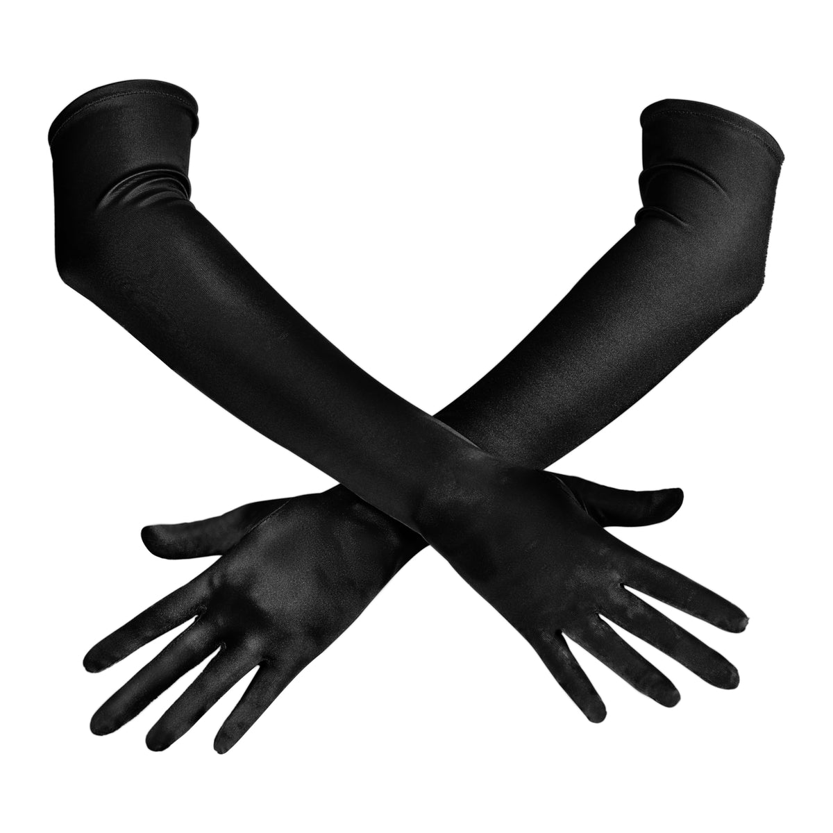 Guantes de ópera largos de satén para fiesta de Spooktacular Creations, negros, 53 cm, talla única