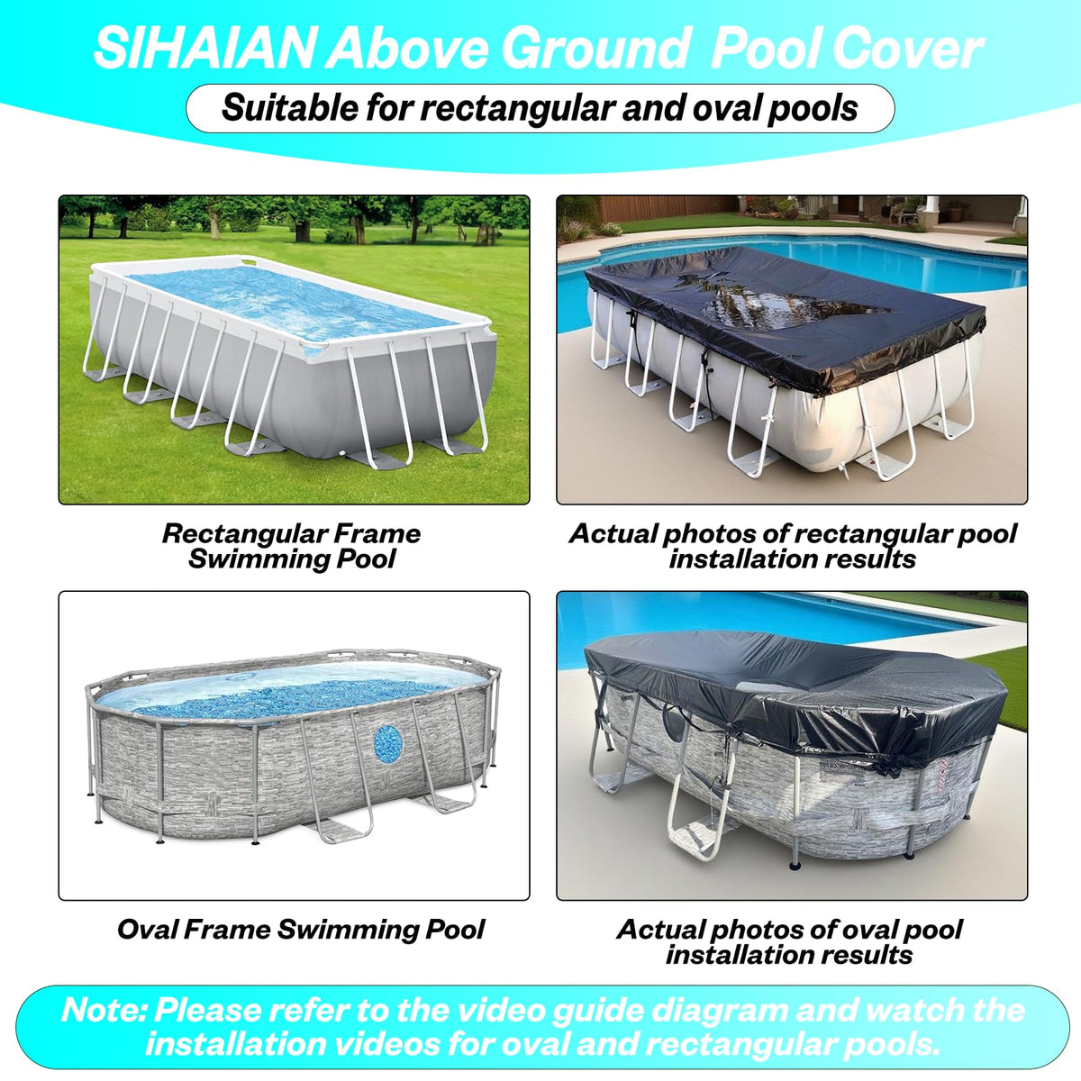 Cubierta para piscina ovalada SIHAIAN de 16x28 pies, resistente a los rayos UV y al clima, con almacenamiento lateral