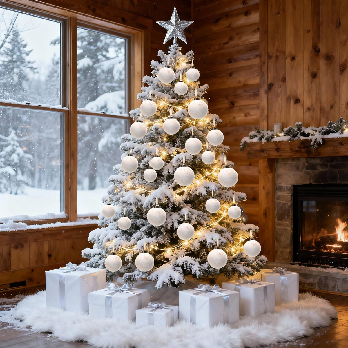 HyDren 24 piezas de esferas navideñas de terciopelo beige inastillables de 3.15, 2.76 y 2.36 pulgadas