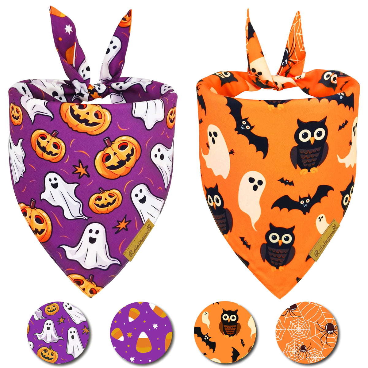 Bandana para perro Raisingwell Halloween N.Helloween, 1 paquete, talla grande