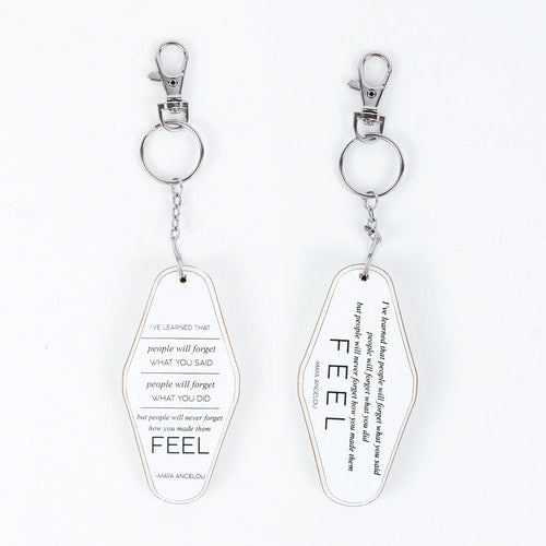 Wooden Inspirational Keychains Double Sided Engraved Motivational Messages Vertical Horizontal