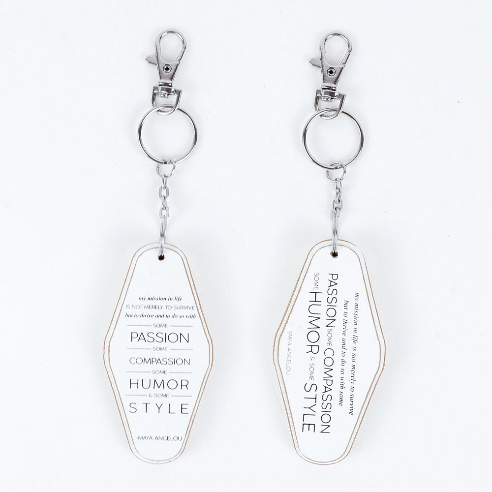 Wooden Inspirational Keychains Double Sided Engraved Motivational Messages Vertical Horizontal