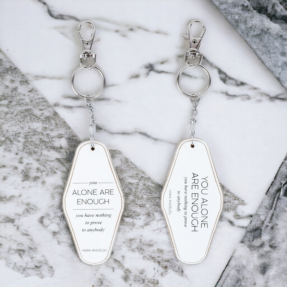 Wooden Inspirational Keychains Double Sided Engraved Motivational Messages Vertical Horizontal