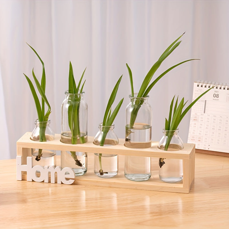 Creative wooden frame vase-Primary colors-HOME Five holes-1 piece