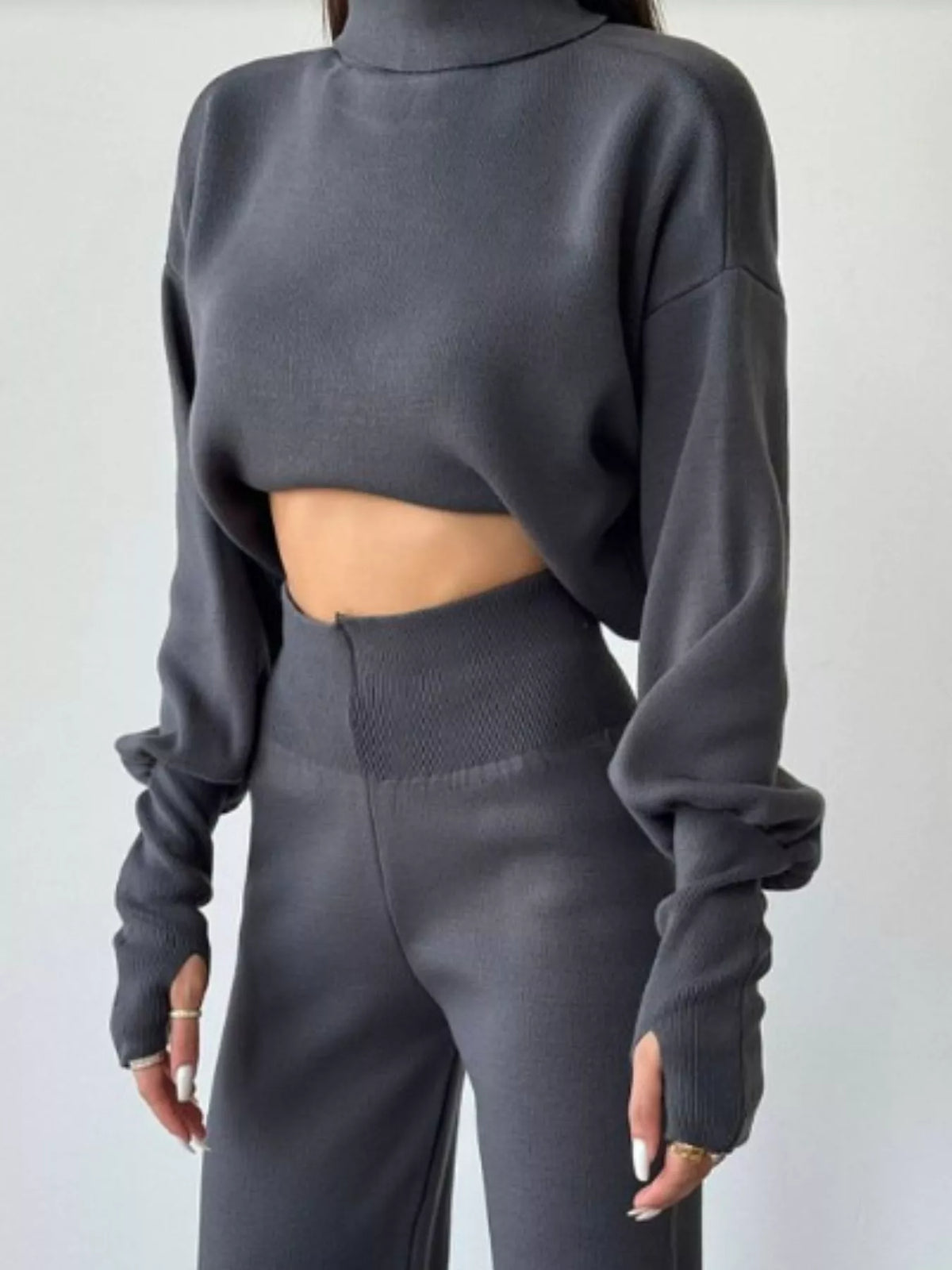 Turtleneck Long Sleeve Top & Pants Set