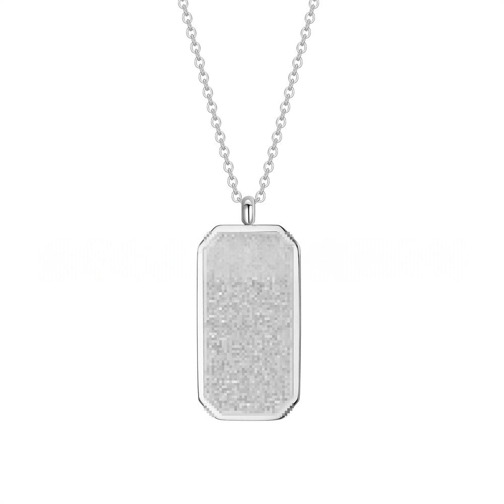 Stainless Steel Octagonal Pendant With Embossed Finish Titanium Steel Necklace
