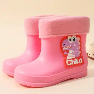 The Waterproof Shoes For Children In Dinosaur Are Thickened And Flexed
