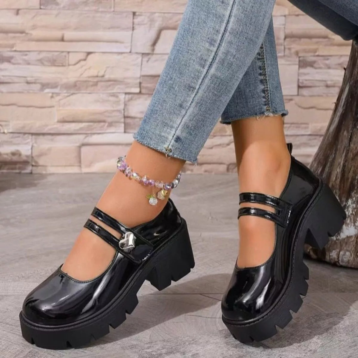 Round Toe Block Heels Loafers