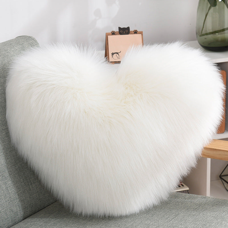 Cojines Decorativos Corazón Largos de Peluche Suaves y Esponjosos Funda de Cojín para Sofá Fundas de Almohada Blanco