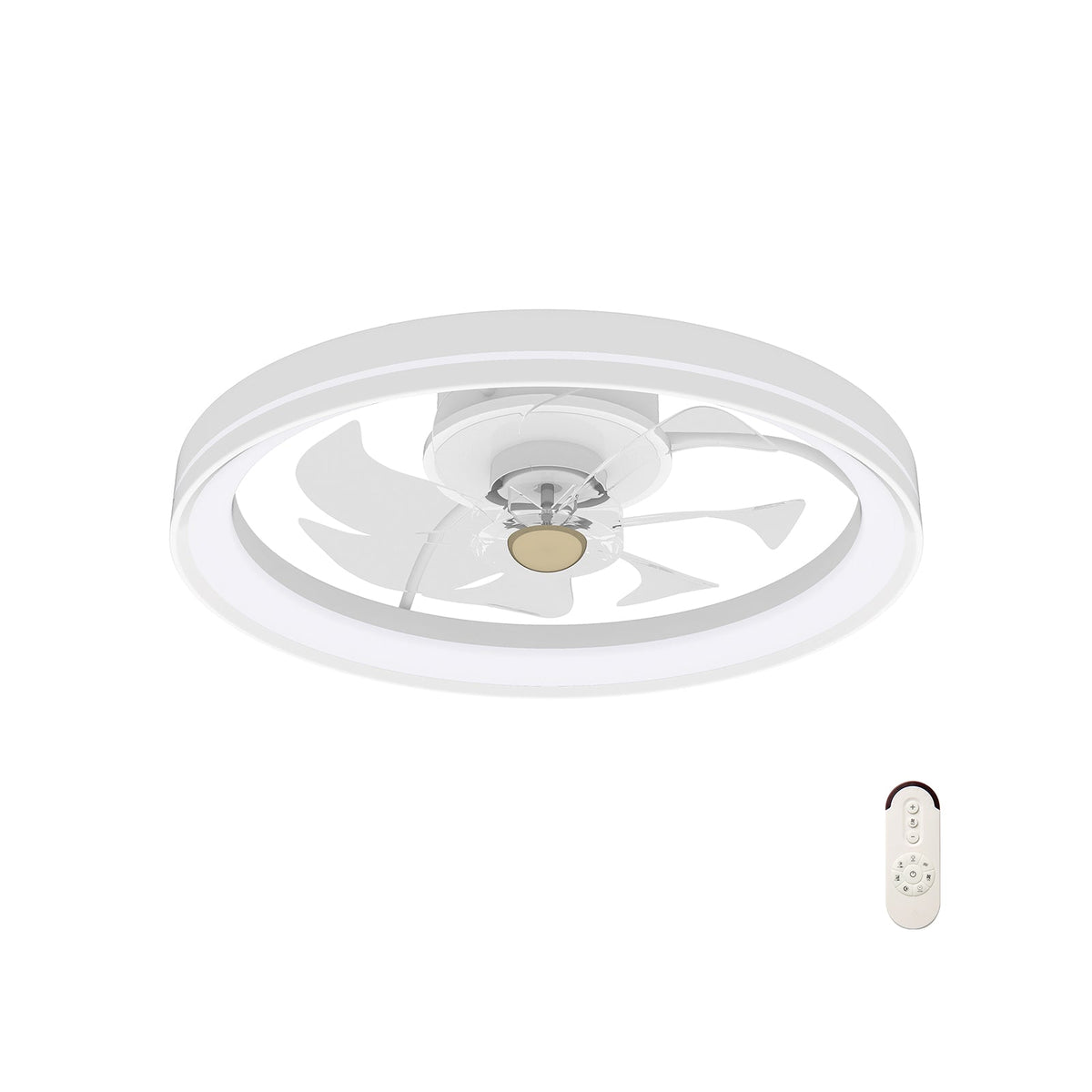 19 Inch Ceiling Fan Low Profile Flush Mount Fan with 3000-6500K Dimmable LED-White