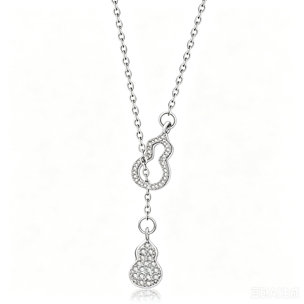 Dainty Lucky Gourd Zircon Pull Adjustable Necklace For Women, Y-Shape Tassel Collarbone Chain, Elegant Oriental Long Sweater Chain Fashion Jewelry