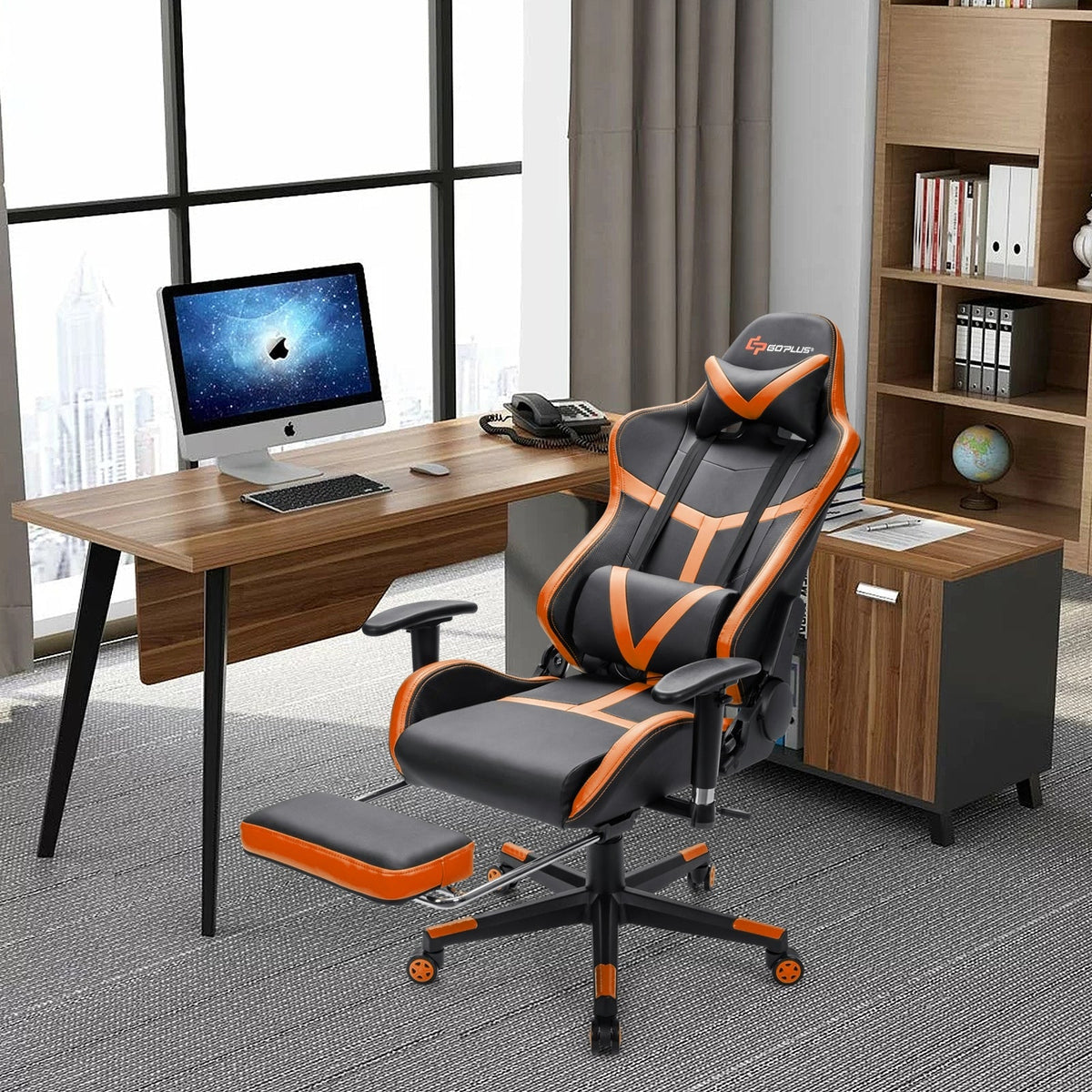 Reclining Racing Chair with Lumbar Support Footrest