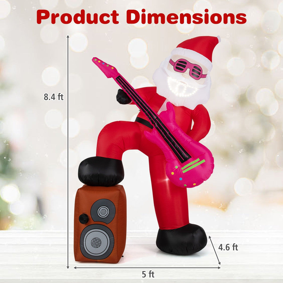 8.4 ft Inflatable Santa Claus with Sound-synced Light Effect and LED Lights