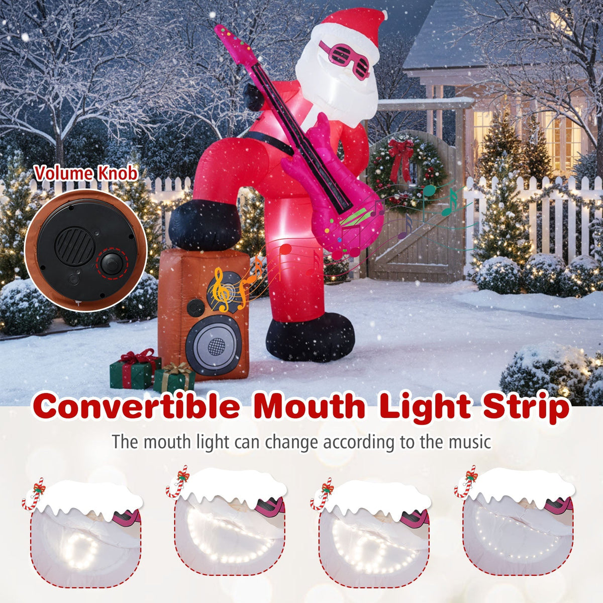 8.4 ft Inflatable Santa Claus with Sound-synced Light Effect and LED Lights