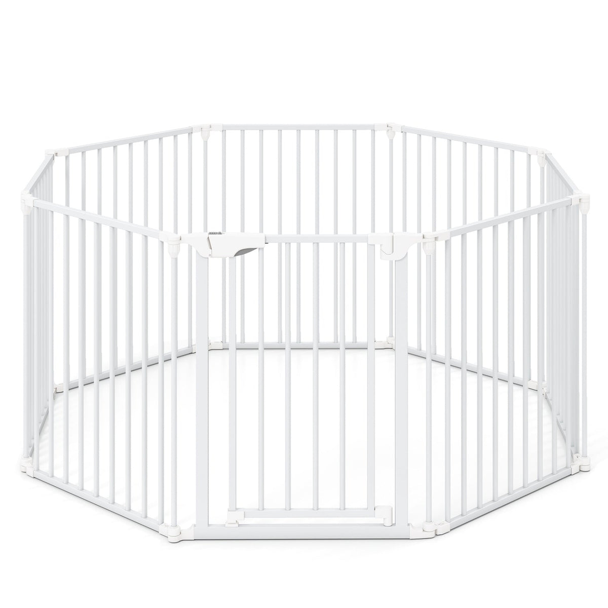 8-Panel Extra Wide Baby Gate Adjustable Pet Safety Fence with Auto-close Door