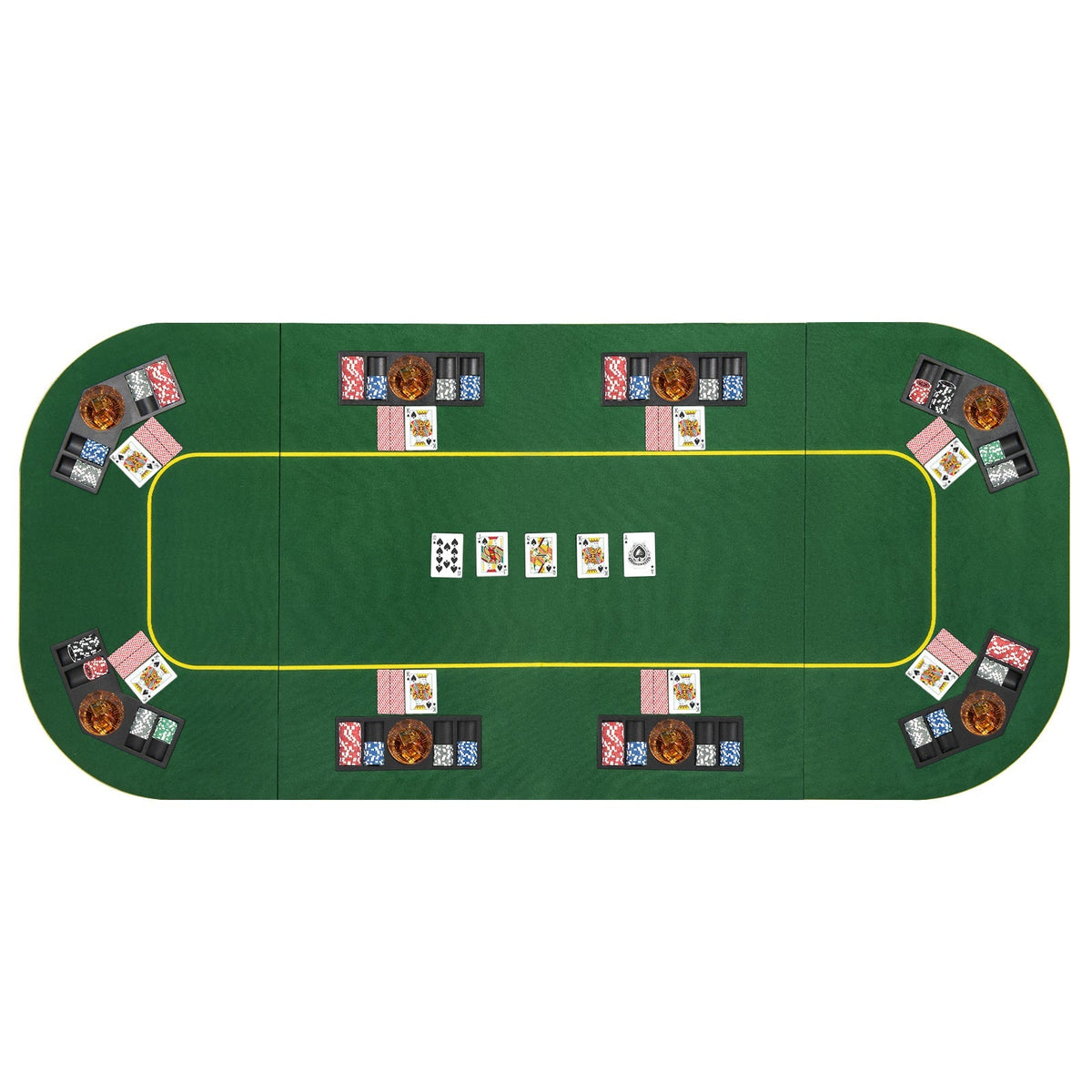 79 x 36 Inch 8-Player Foldable Poker Table Top with Carry Bag and Cup Holders