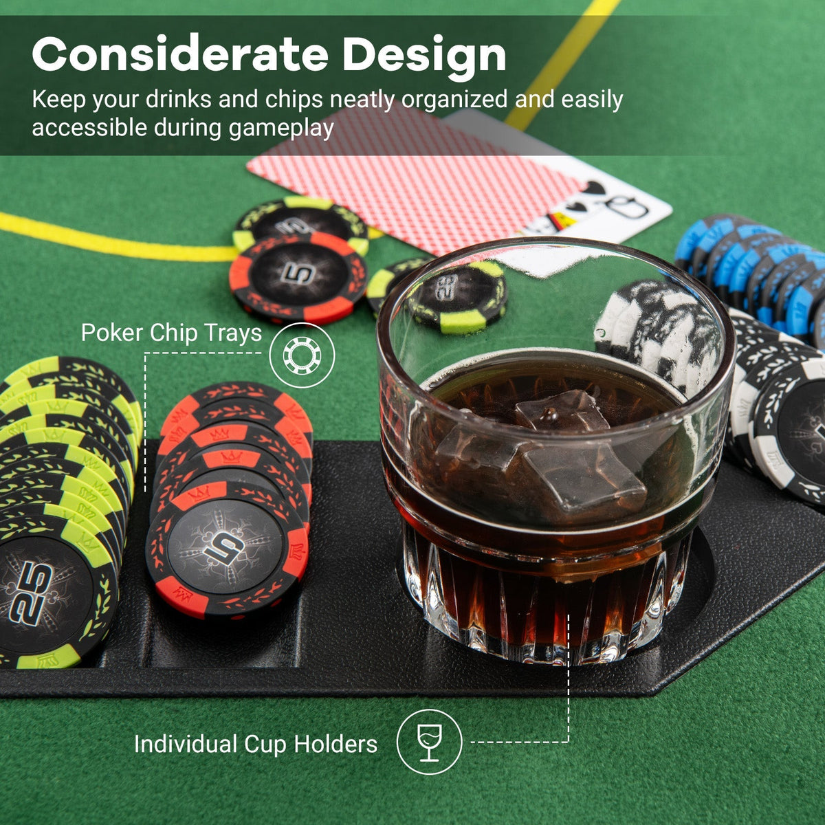 79 x 36 Inch 8-Player Foldable Poker Table Top with Carry Bag and Cup Holders