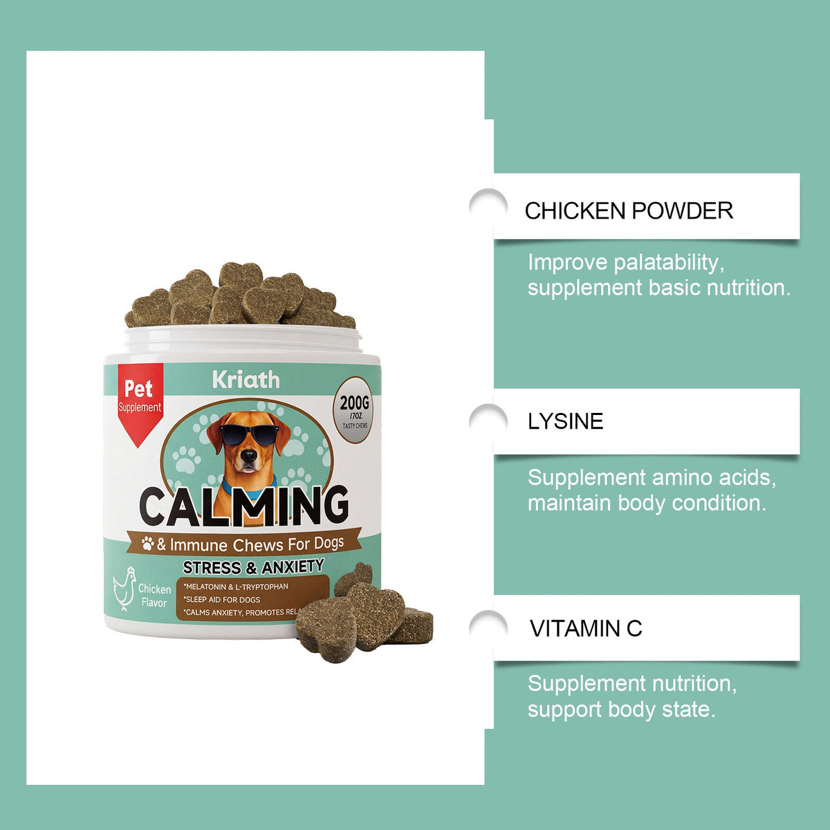 Dog Sedative And Immune Chewable Tablets