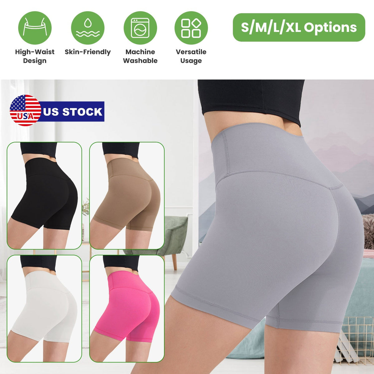 High-Waist Biker Shorts with Tummy Control for Workouts