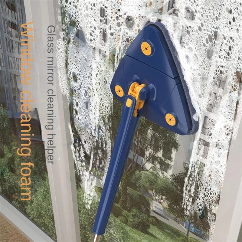 Fregona triangular extensible, giratoria 360°, ajustable, 110 cm, para limpiar bañeras, azulejos, suelos y paredes, fregona de limpieza profunda.