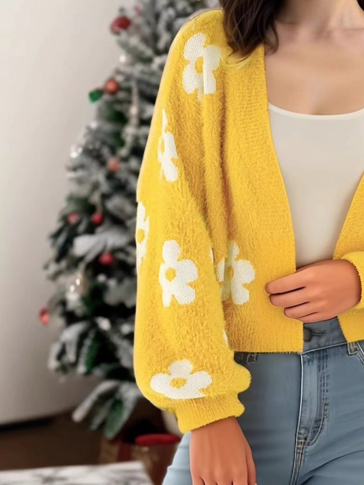Floral Open Front Cardigan