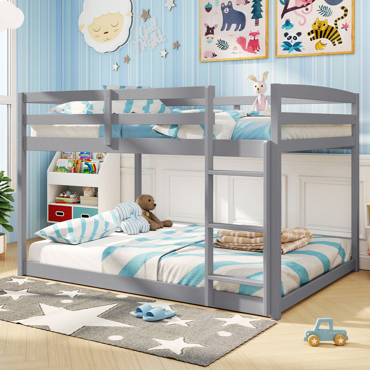 Full Over Full Bunk Bed Low-to-ground Bunk Bed