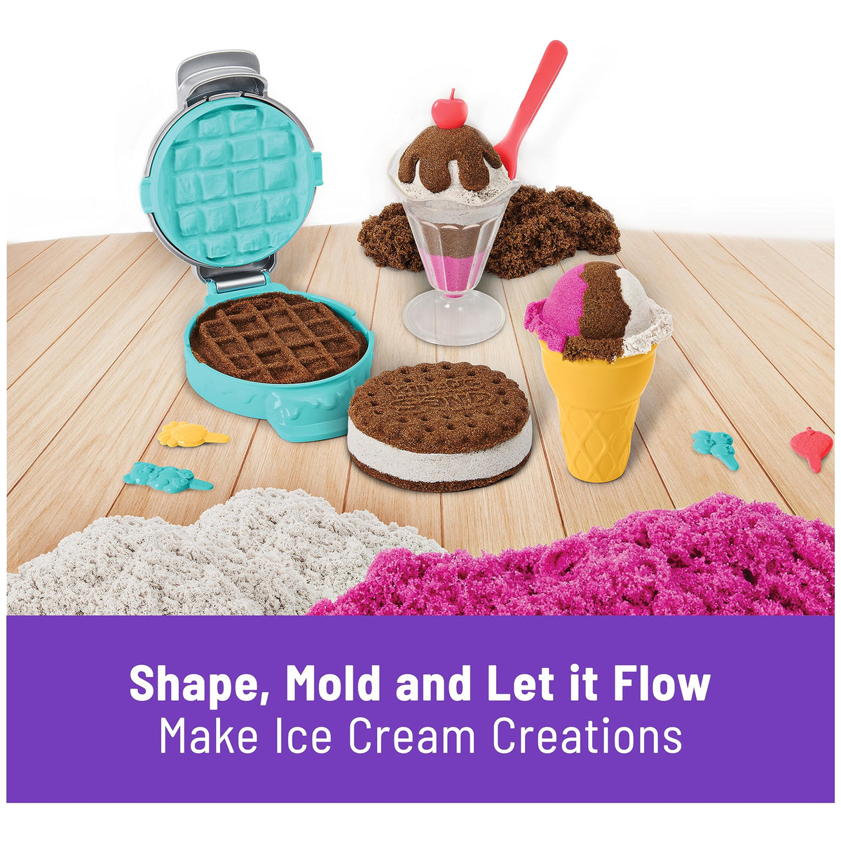 Kinetic Sand Scents Ice Cream Treats Playset 3 Colors 6 Serving Tools