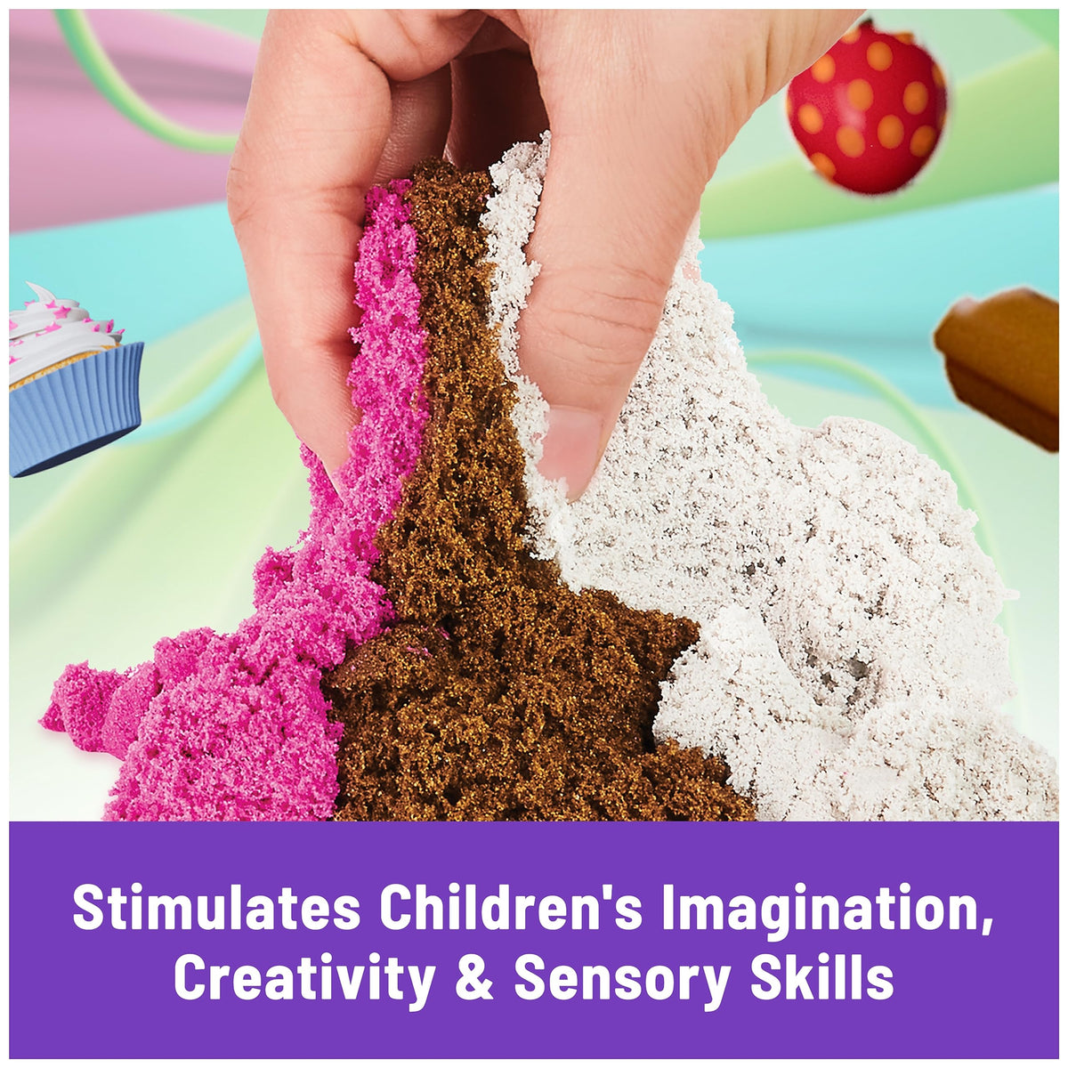 Kinetic Sand Scents Ice Cream Treats Playset 3 Colors 6 Serving Tools