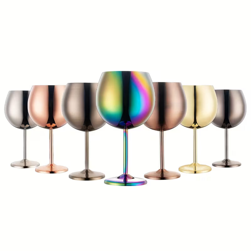 2-Piece Stainless Steel Spherical Wine Glass Set