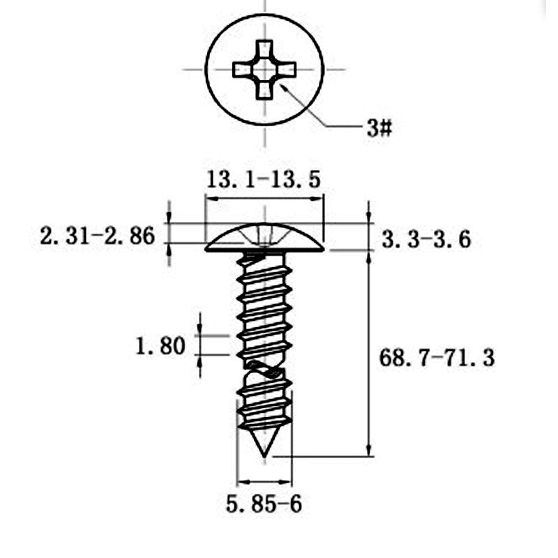Stainless Steel Cross Big Head Self-tapping Screw Mushroom-shaped Haircut Round Head