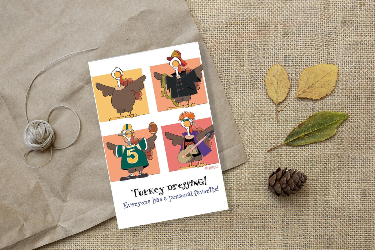 Colección Stonehouse, paquete de 2 tarjetas de felicitación divertidas de Acción de Gracias, diseño de pavo, surtidas