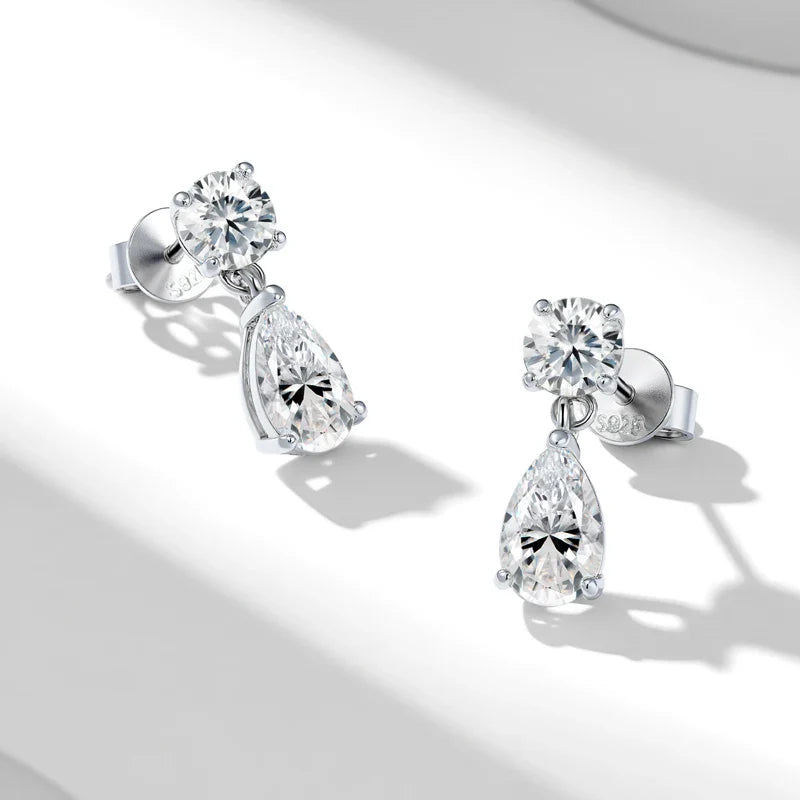 925 Sterling Silver 1.5 Ct Moissanite Drop Earrings For Men Women
