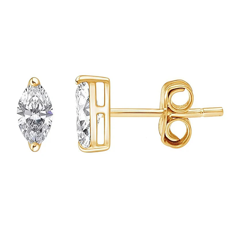 925 Sterling Silver 1ct Marquise Moissanite Stud Earrings Unisex Couple