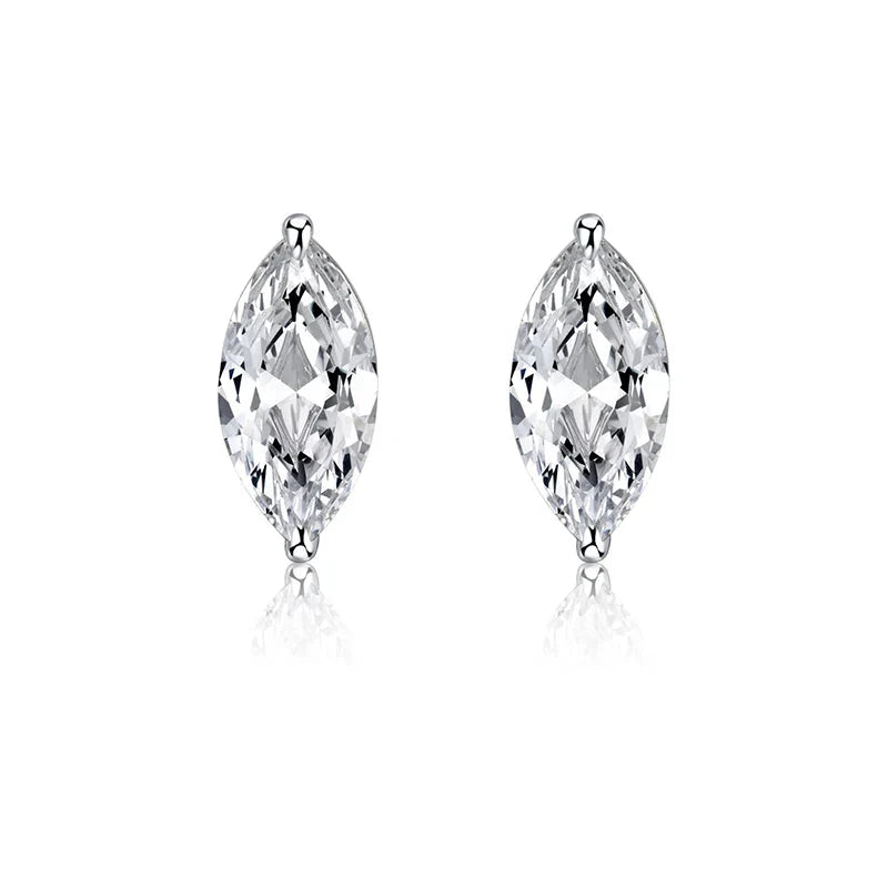 925 Sterling Silver 1ct Marquise Moissanite Stud Earrings Unisex Couple