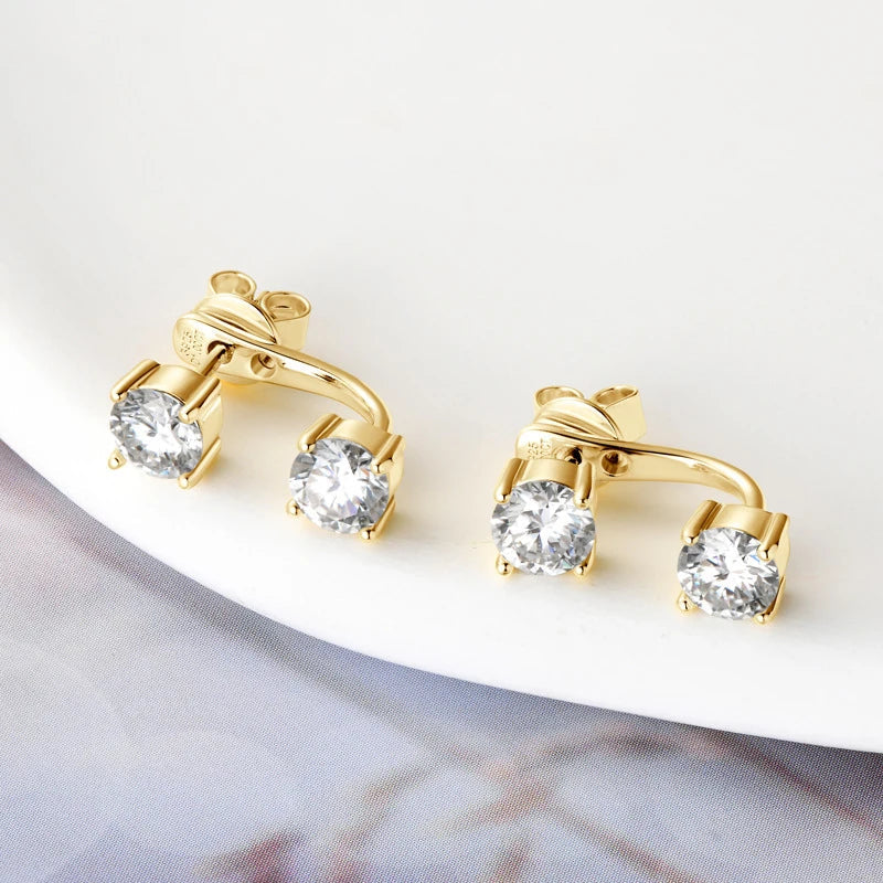 925 Sterling Silver 1ct Moissanite Stud Earrings Unisex Casual Daily