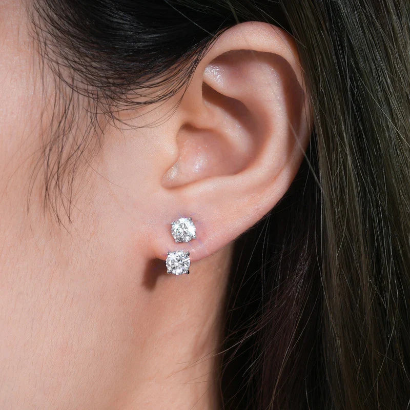 925 Sterling Silver 1ct Moissanite Stud Earrings Unisex Casual Daily