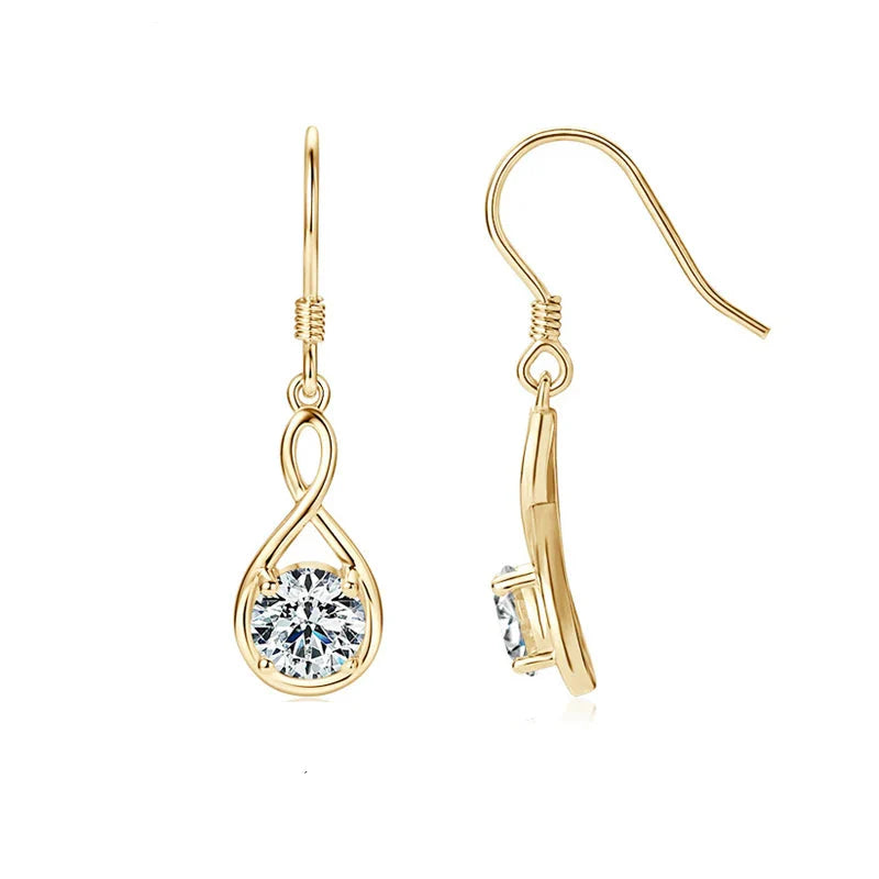 925 Sterling Silver 1ct Round Moissanite Teardrop Earrings Classic Casual