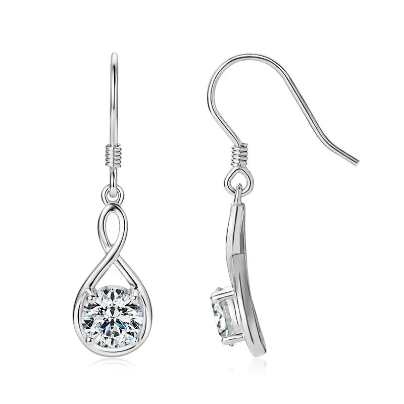 925 Sterling Silver 1ct Round Moissanite Teardrop Earrings Classic Casual