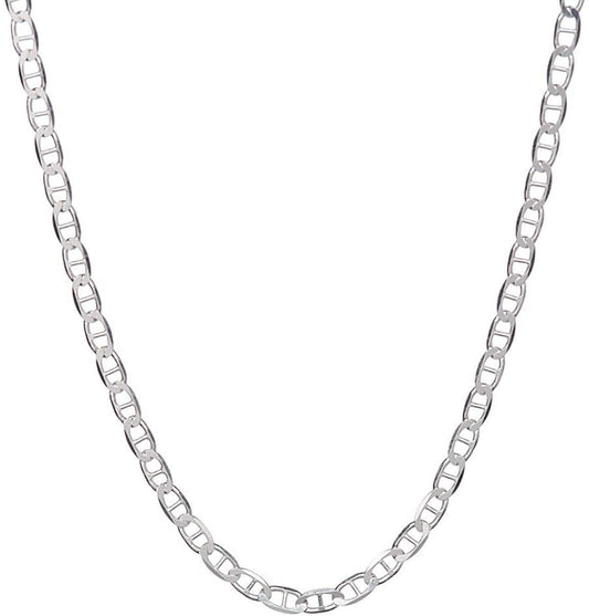 925 Sterling Silver 2mm Marina Link Chain Necklace