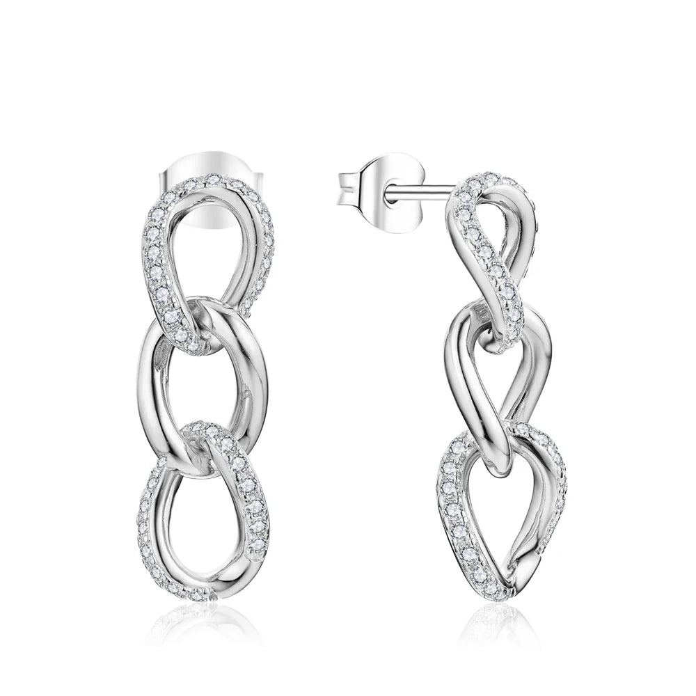 925 Sterling Silver D Drop Moissanite VVS1 Diamond Dangle Earrings - Luxury