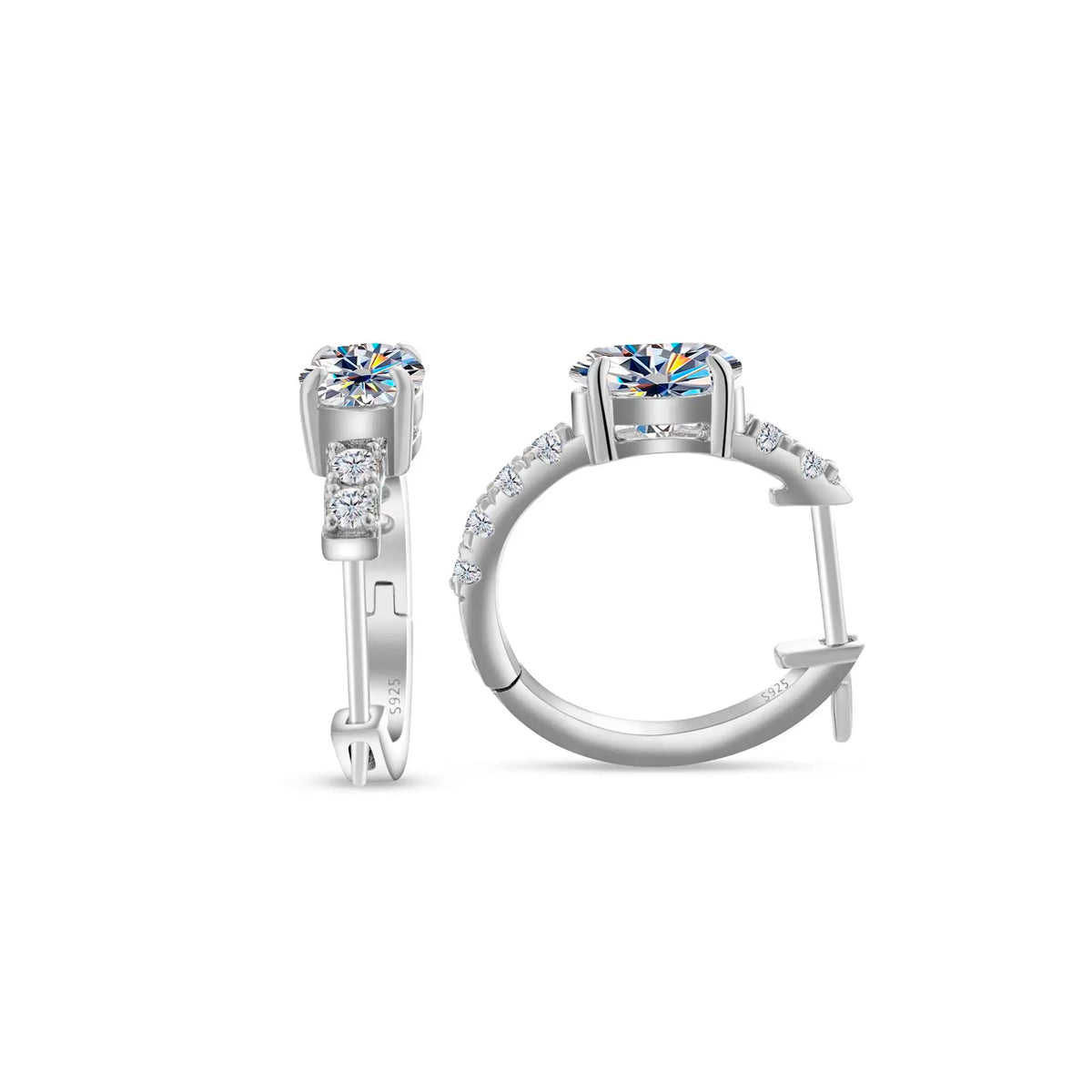 925 Sterling Silver Moissanite 1 Ct Oval Stud Earrings For Women GIA